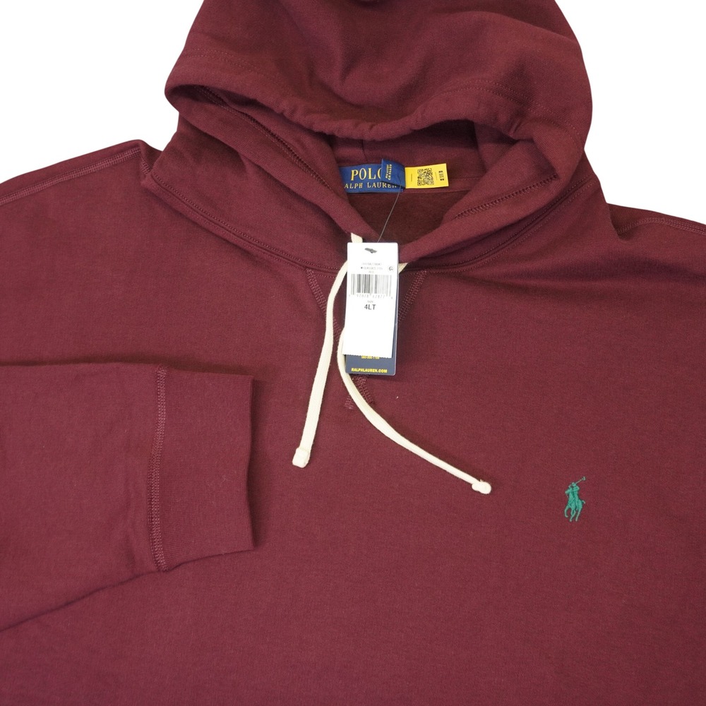 NEW Polo Ralph Lauren Hoodie Mens 4XLT Burgundy Red Pullover Pony Sweatshirt‎